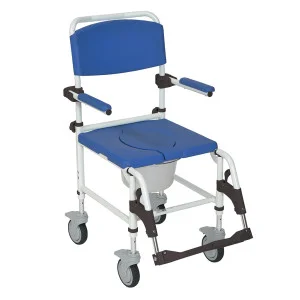 Aluminum Rehab Shower Commode Chair with Four Rear-locking Casters | Specialty | Commodes | Products | Henyuan Medical