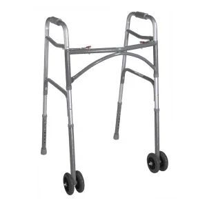 Bariatric Aluminum Two Button Folding Walker with Wheels | Bariatric | Walkers | Mobility | Products | Henyuan Medical