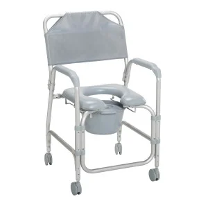 Aluminum Shower Chair and Commode with Casters | Drop Arm | Commodes | Products | Henyuan Medical