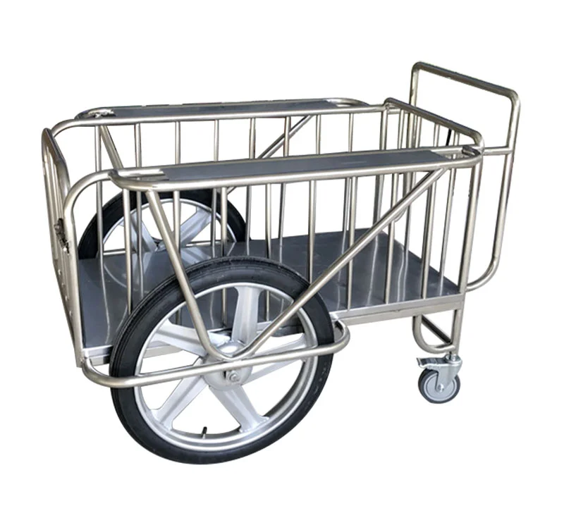 Stainless Steel Medical Drugs Trolley With Two Big Wheels