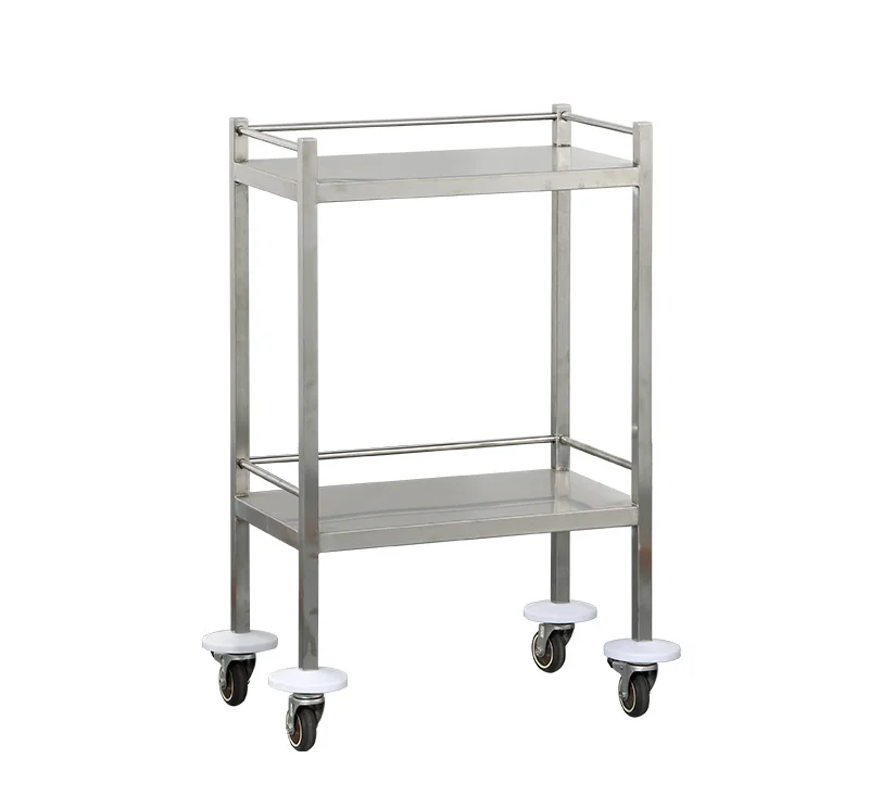 Two Shelf Stainless Steel Instrument Trolley For CSSD