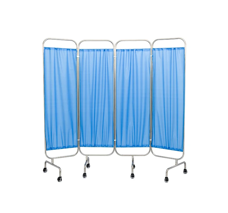 Hospital Folding Stainless Steel 4-Part Ward Screen