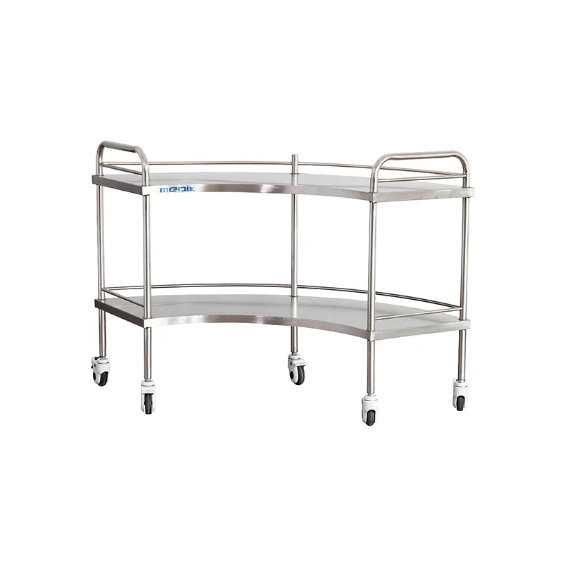 Medical SS 304 Fan Shape Instrument Trolley With Casters