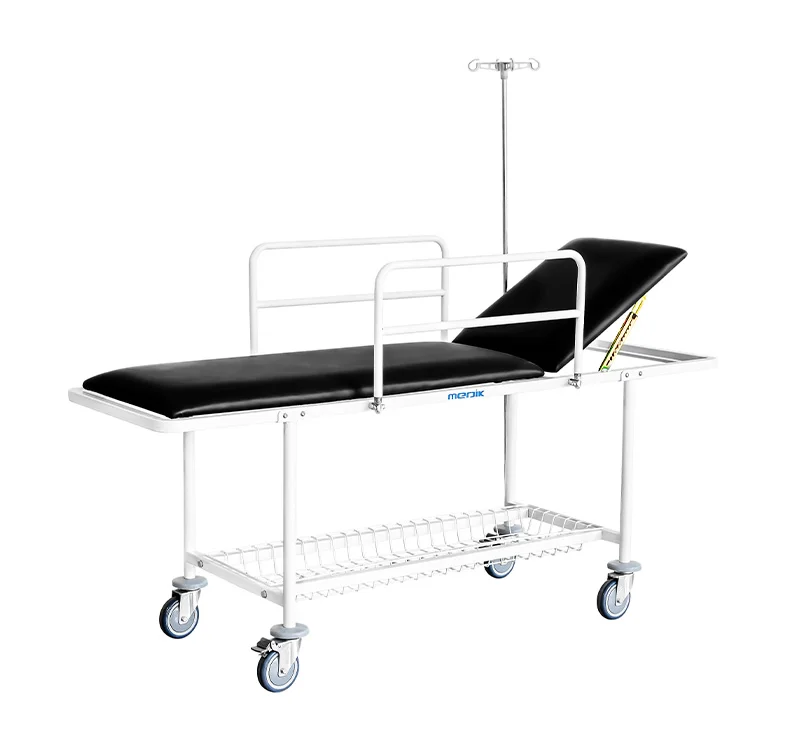 Metal Frame Patient Trolley Backrest Ajustable