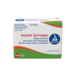 Dynarex 1 ML Non-Safety Insulin Syringes - Henyuan Hospital Beds