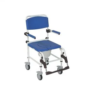 Drive Medical Aluminum Rehab Shower Commode Chair with Four Rear-locking Casters