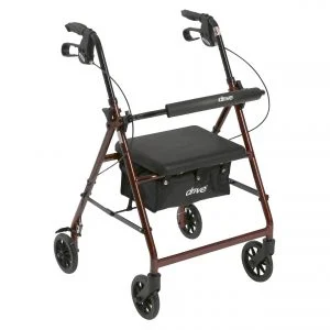 Drive Medical Rollator Rolling Walker with 6" Wheels - Fold Up Removable Back Support & Padded Seat