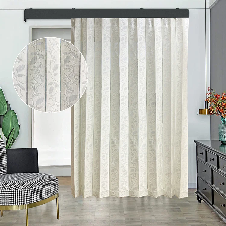 Suppliers In Wholesale Drape Blackout Privacy Window Leaves Pattern Jacquard Divider Blinds Vertical Curtain Fabric , Factory
