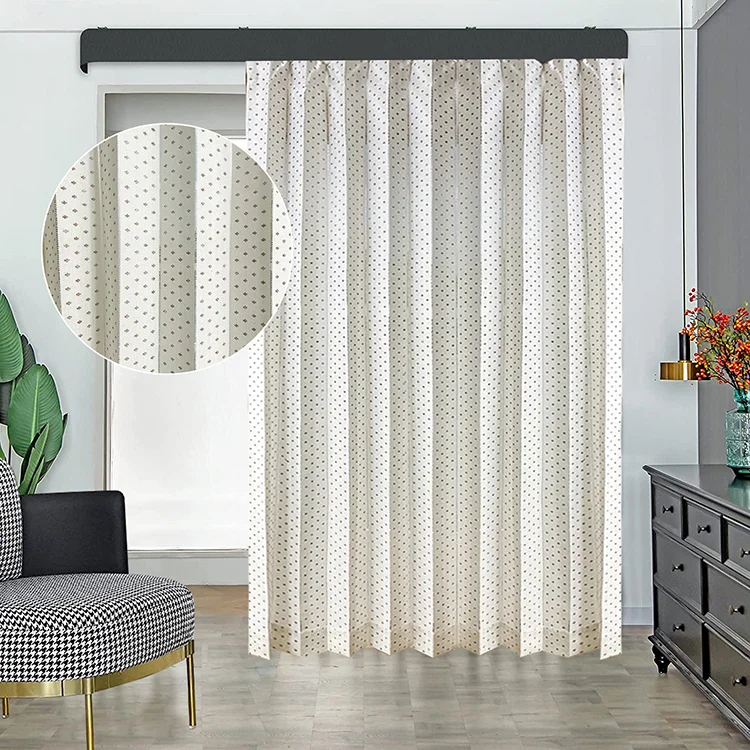 Suppliers In Wholesale White Door Drape Blackout Privacy Window Divider Point Jacquard Blinds Curtain Vertical Fabric , Factory