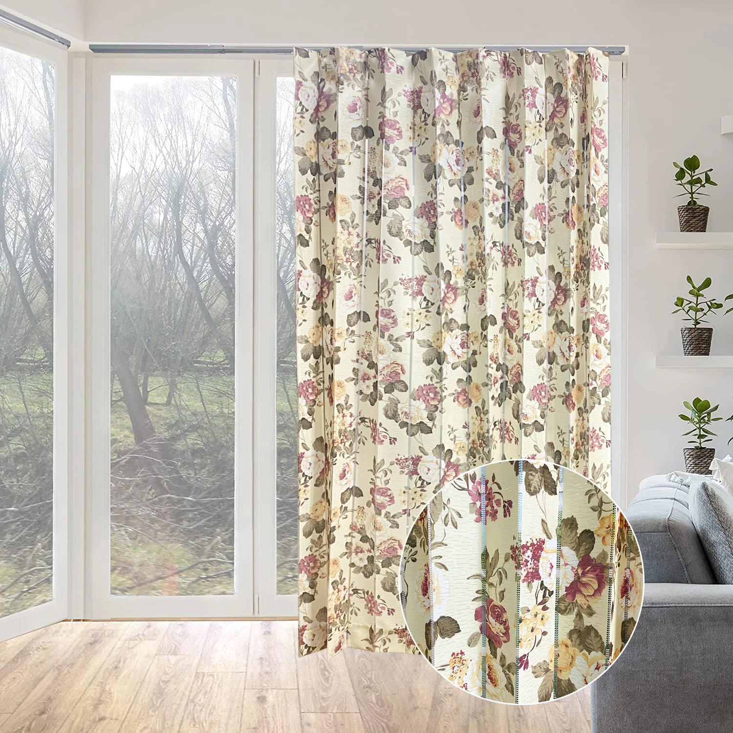 Suppliers In Wholesale European Blackout Window Drape Divider Print Blossoms Curtain Vertical Blinds Curtain Fabric , Factory