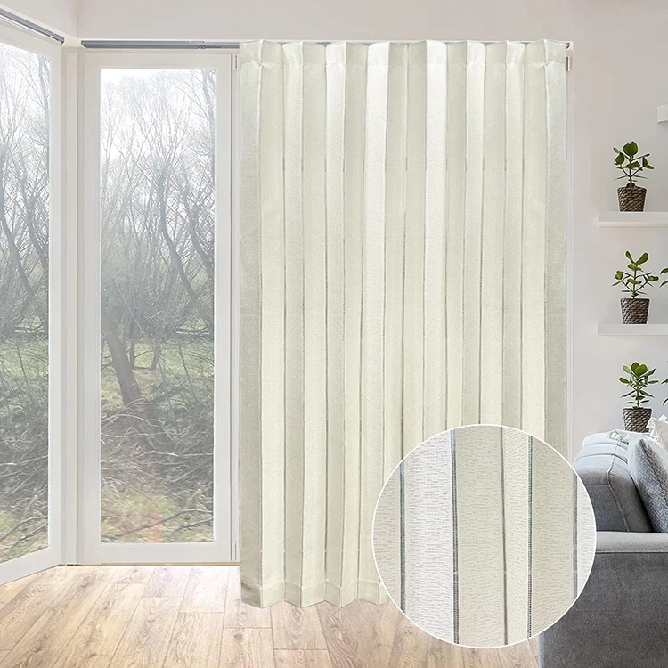 Suppliers In Wholesale Kitchen Privacy Beige Door Divider Blackout Drape Window Vertical Hole Sliding Curtain Fabric , Factory
