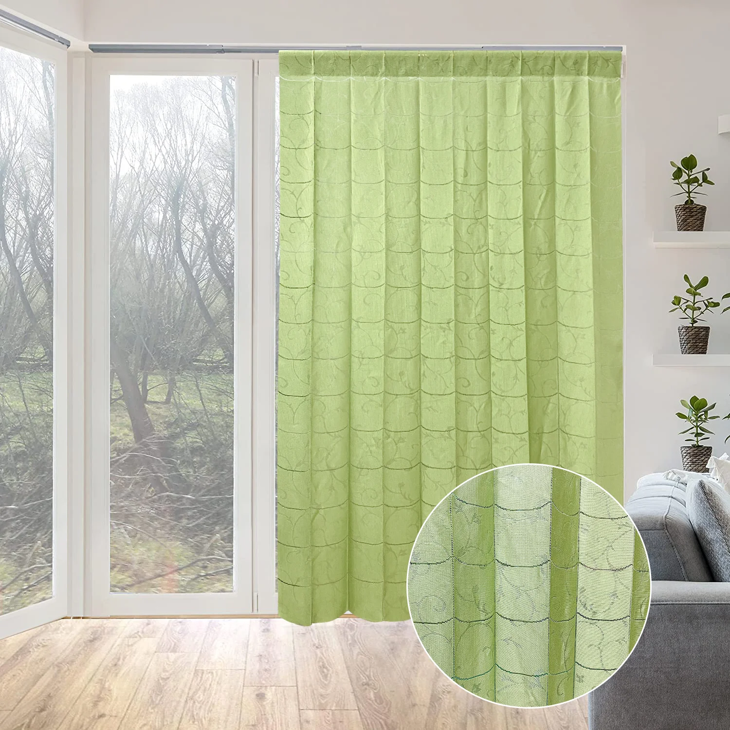 Suppliers In Wholesale Green Divider Window Blackout Privacy Lamellar Jacquard Vertical Bamboo Door Curtains Fabric , Factory
