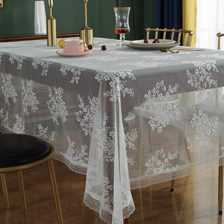 Suppliers In Wholesale Plain White Jacquard Floral Elegant Rectangle Lace Table Cloth Wedding Cheap T Fabric, Factory